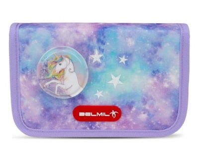Tolltartó, klapnis, cipzáras, BELMIL "Diamond Unicorn", lila, unikornis
