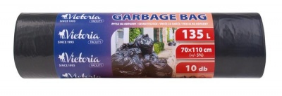 Szemeteszsák, 135 l, 10 db, 110x70 cm, VICTORIA FACILITY
