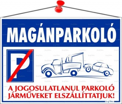 Információs tábla, 35x25 cm, "Magánparkoló"
