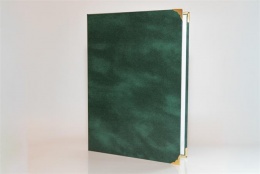 Oklevéltartó, A4, exkluzív, műbőr, 4 fém sarokkal, zöld