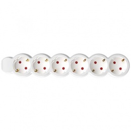 Elosztósor, 6 csatlakozóaljzat, 1,5 m kábelhosszúság, HOME, fehér